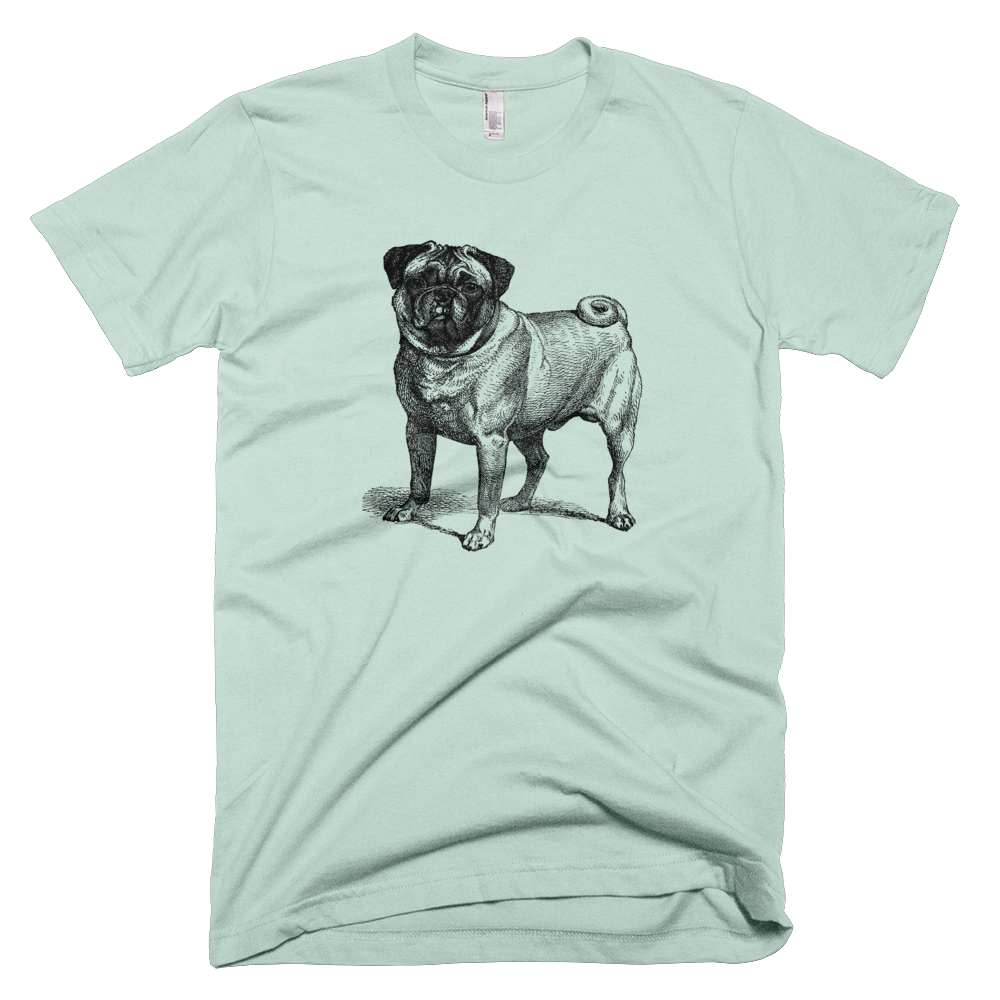 Mens Summer Tee Shirt Pug Design