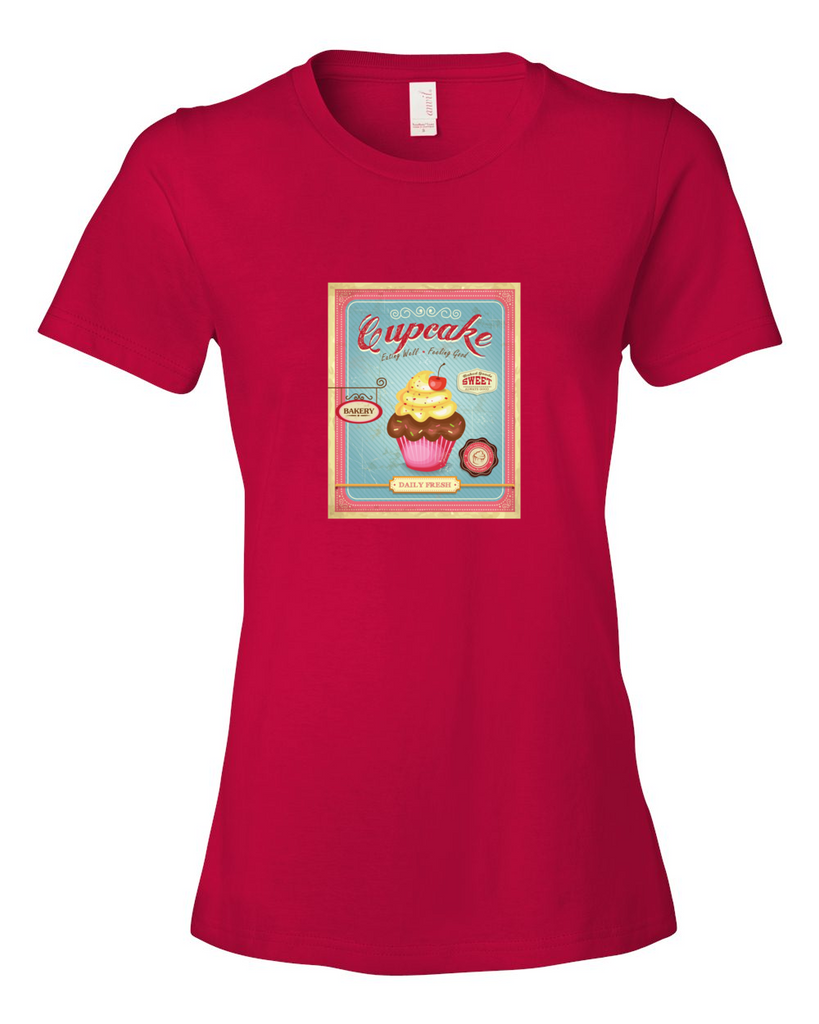 Womens tee shirt red cupcake design